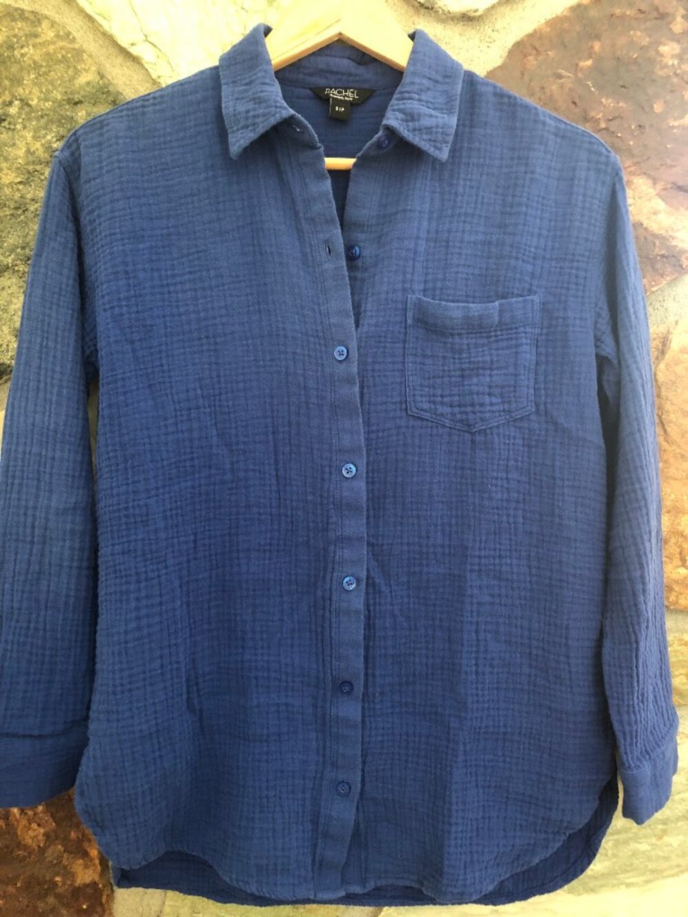 Rachel Crinkle Cotton Button-Up Shirt – Size Small